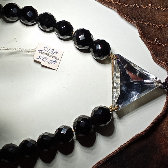 NWT c1960s RARE EARLY DAUPLAISE Vauxhall Glass Triangle Faceted Stone Tassel - Picture 5 of 16